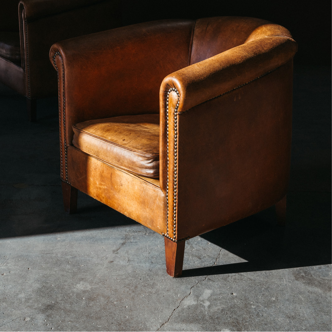 Vintage Leather Armchair Pair