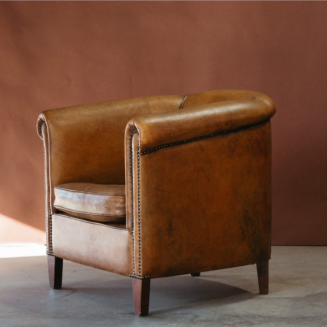 Vintage Leather Armchair Pair